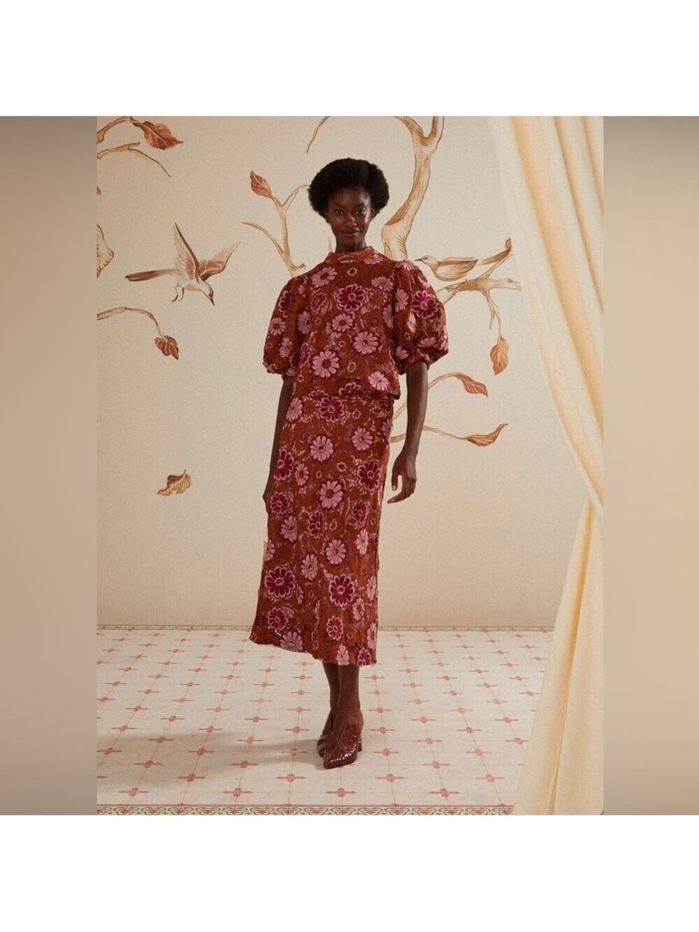 Farm Rio Gigi Tapestry Guipure Skirt